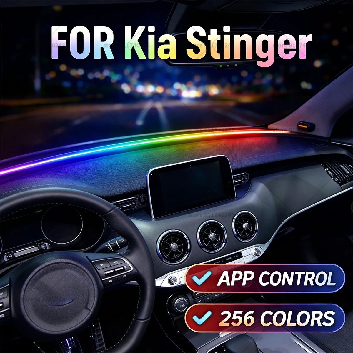 

Декоративная световая полоса для Kia Stinger, цветная акриловая звукоизоляционная полоса для лобового стекла, атмосферная подсветка