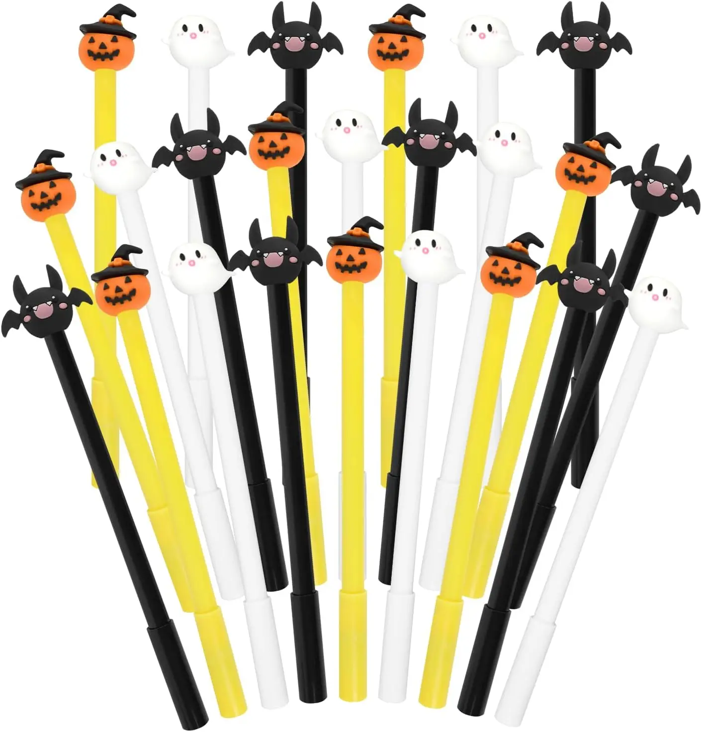 24 Pcs Halloween Gel Pens, Cute Pumpkin Bat Ghost Shape Pens for Halloween Party School Class Office Stationery