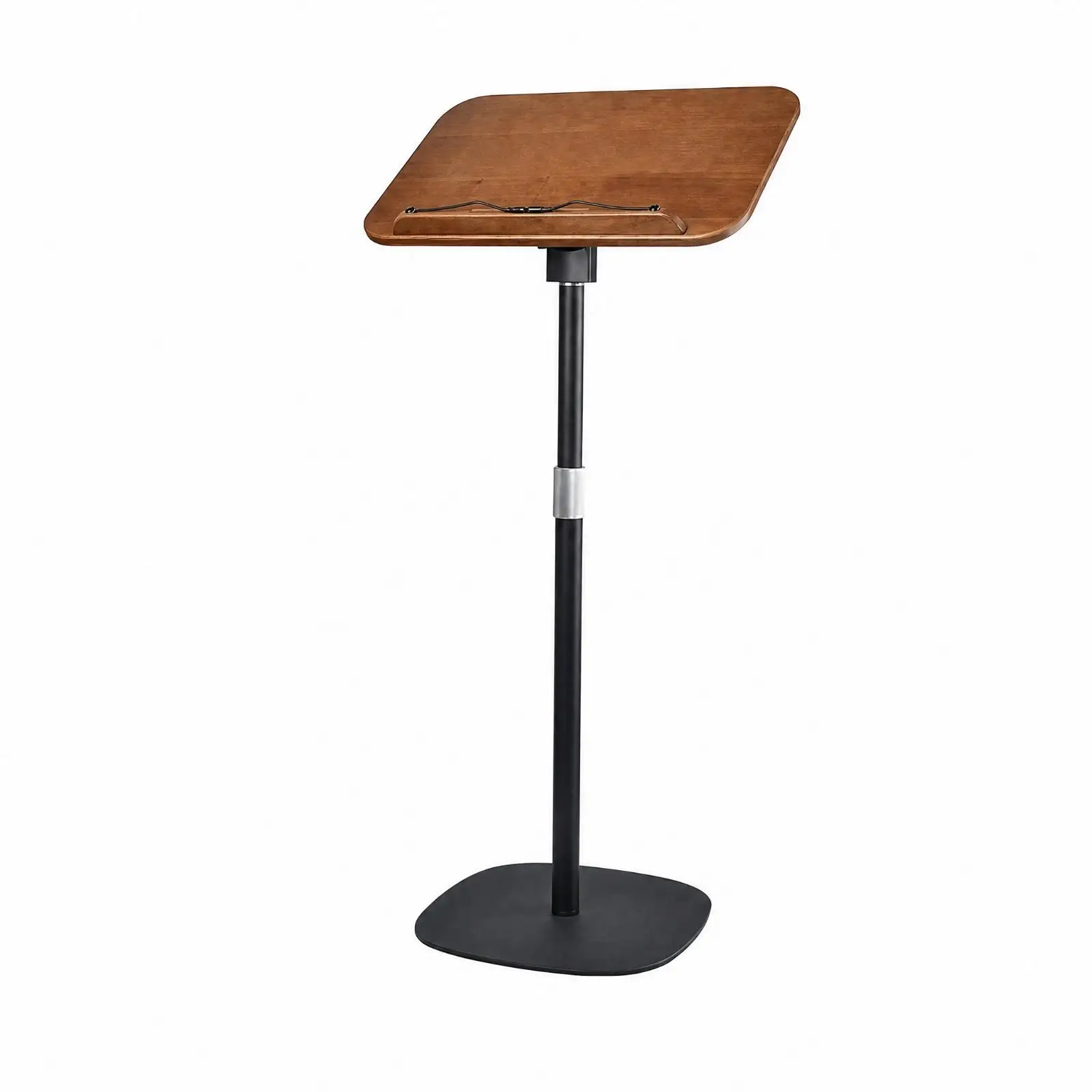 Wooden Reading Book Stand with Rotating Board and Retaining Bar for Classroom and Library