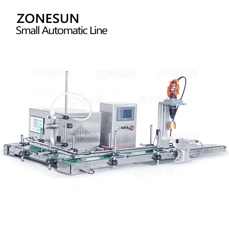 ZONESUN ZS-MPXG1 Auto Liquid Filling Capping Machine Small Bottle Magnetic Pump Liquid Filler Screw Capper Line for Juice Water