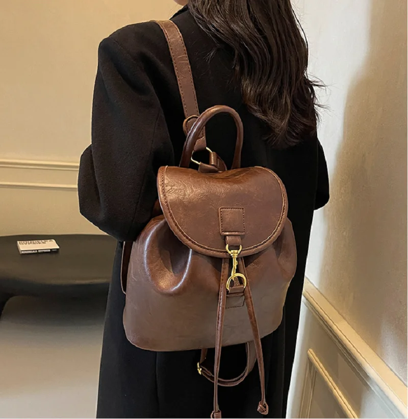 2026 Korean Fashion Tassels De - Leather Backpack Vintage ulasan dan harga