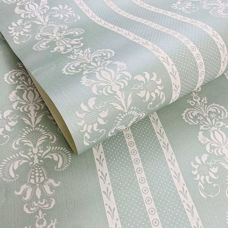 European 3D Vertical Stripe Wallpaper for Living Room Bedroom Beauty Salon Floral Pattern Wallpaper Home Decoration