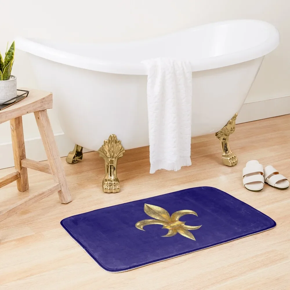 

Fleur de Lys / Fleur de Lis 3D gold look corroded Bath Mat Bathroom Deco Bathroom Shower Curtain Non-Slip Pad Mat