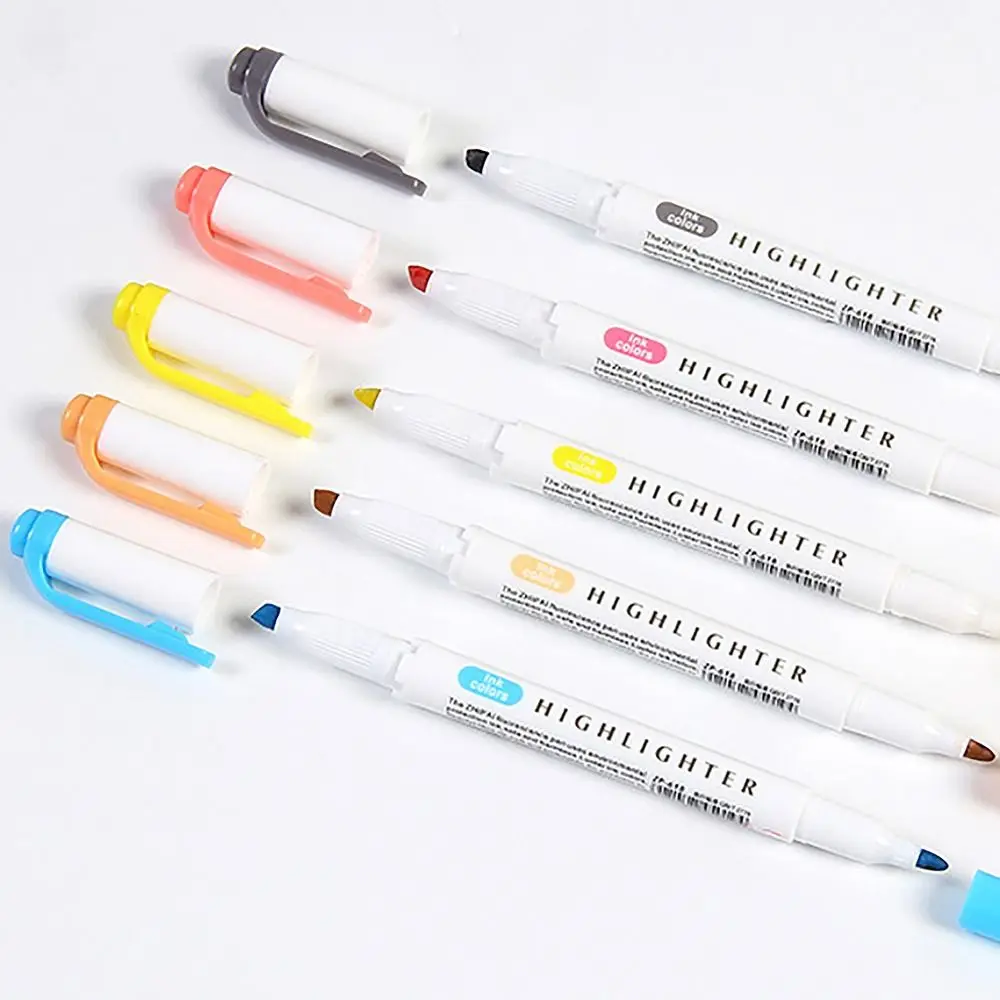 5/25pcs/set Double Headed Highlighter Pen Set Art Marker Student Stationery Fluorescent Pen Colored Markers Pens