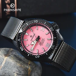 PARNSRPE Diver Men's Watch pink  Dial Sapphire Glass Japan NH35 Movement  Date Indicator