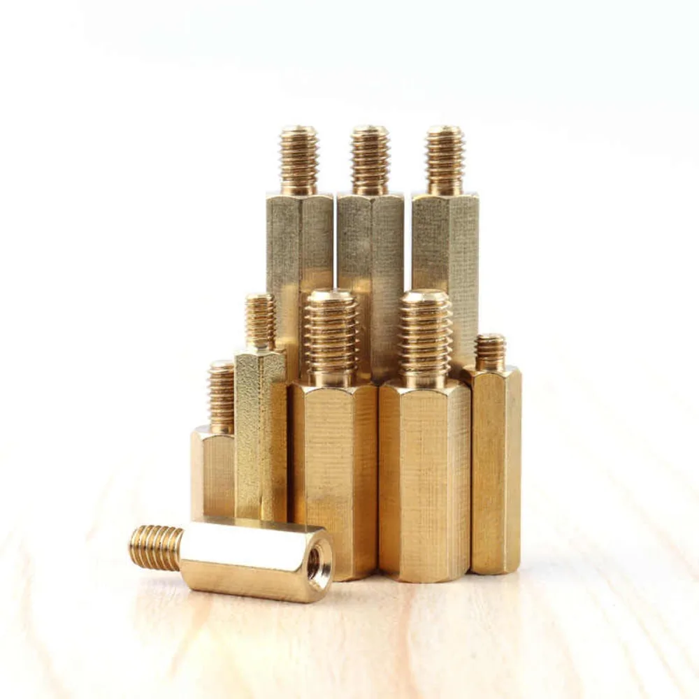 M3 Hex Brass Male-Female Standoff Spacers, Hexagon Threaded Support Pillar, PCB Circuit Board Rack Stud Column Length 4-100mm
