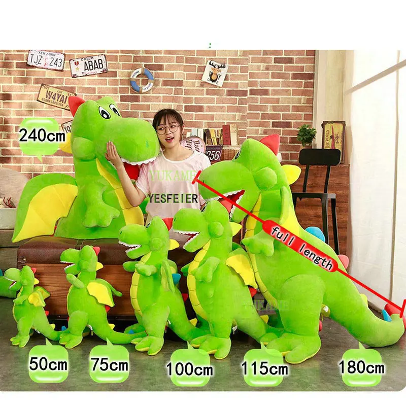 Cute 115cm Giant Dinosaur Plush Toys Cartoon Stuffed Tyrannosaurus Dolls for Girls Boys  Birthday Gift