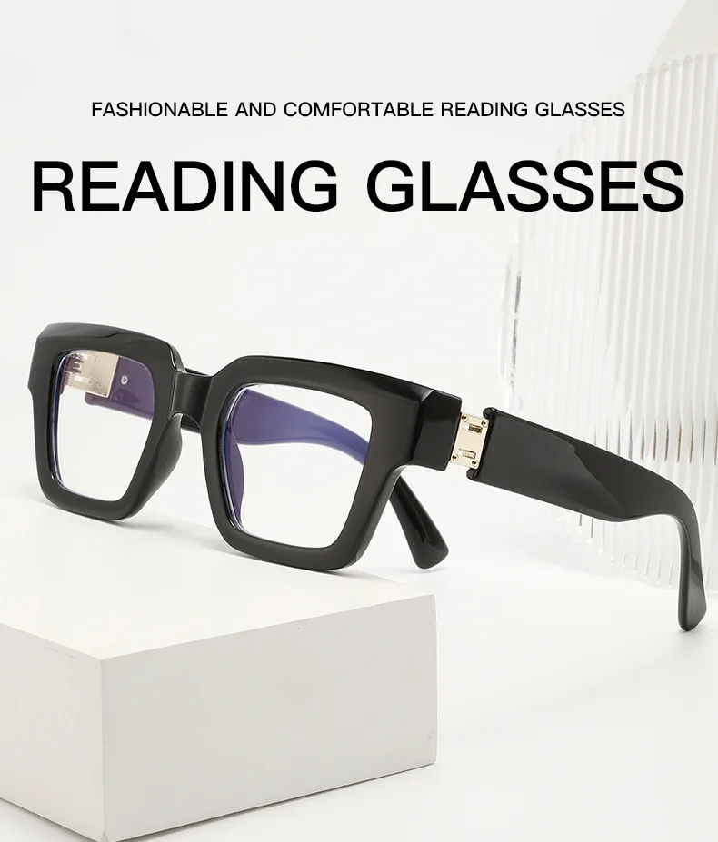2026New رجل امرأة نظارات للقراءة موضة تنوعا مربع نظارات القراءة الرجعية للجنسين القراء عالية الجودة Antiblulet ، Gl