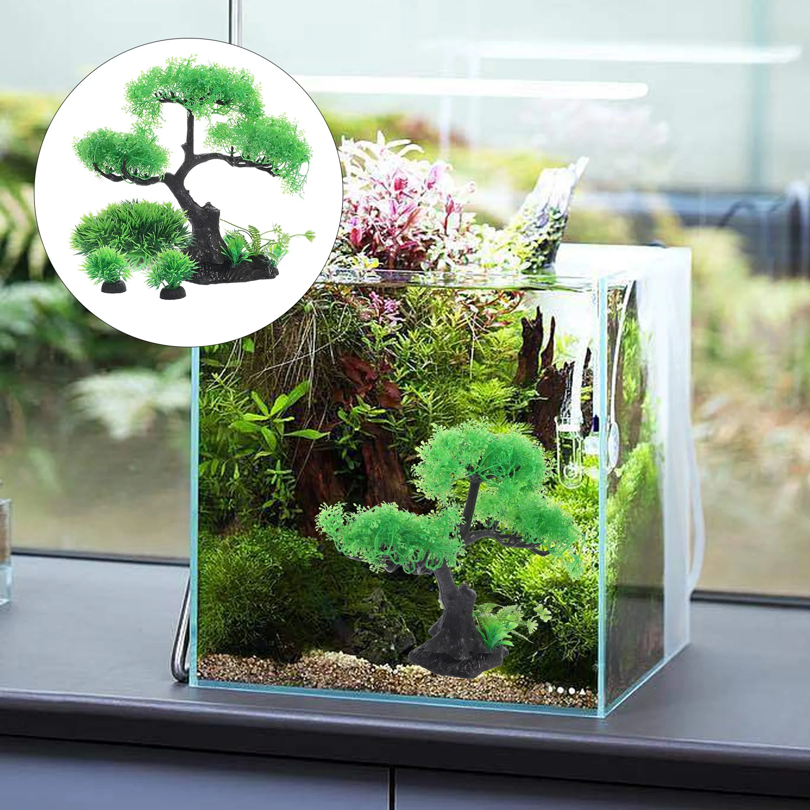 

1 set 1 Set Aquarium Plant Decor Fish Tank Fake Plants Underwater Tree Kit Artificial Water Plants For Fish Tank Decorations