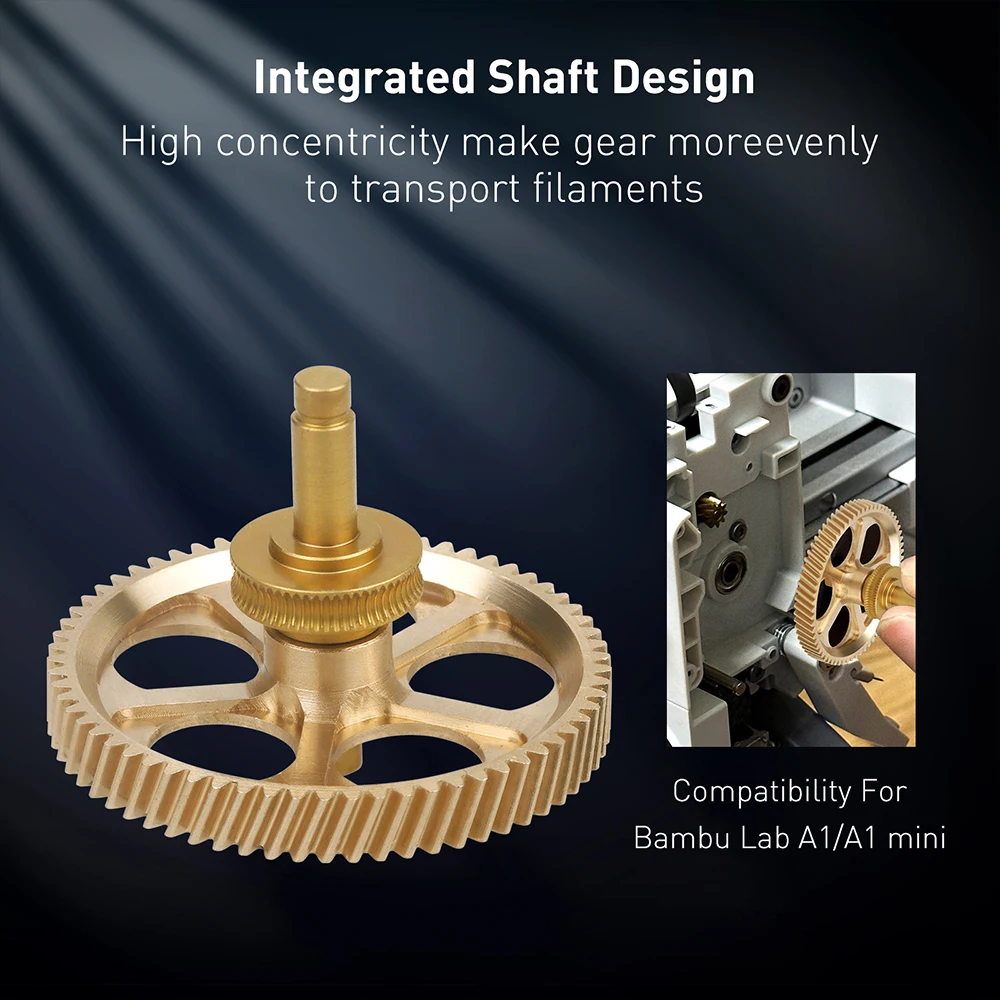 For Bambu Lab A1 A1 Mini P1P P1S X1C Upgrade Full Metal Extruder Gear Claw Gear RNC Nano-Coated Helical Gear Wear Resistant 3D3D