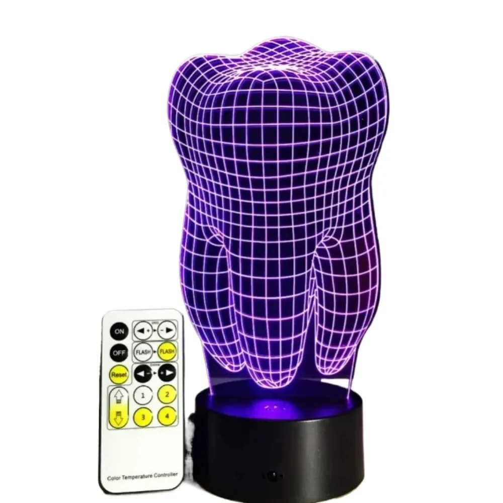 1PC Dental Clinic Artwork Artware Night Dentist Creative Gift Colorful Lamp 3D LED Tooth Gradient Light Dentistry Product