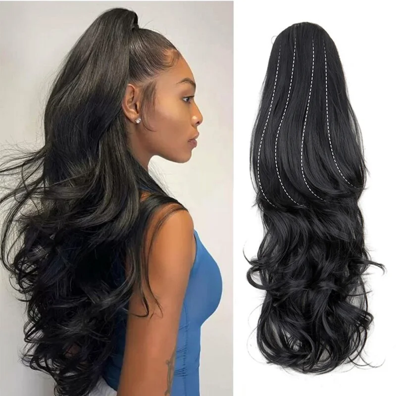 Women's wig , layered curly high , drawstring big wave fashion ponytail