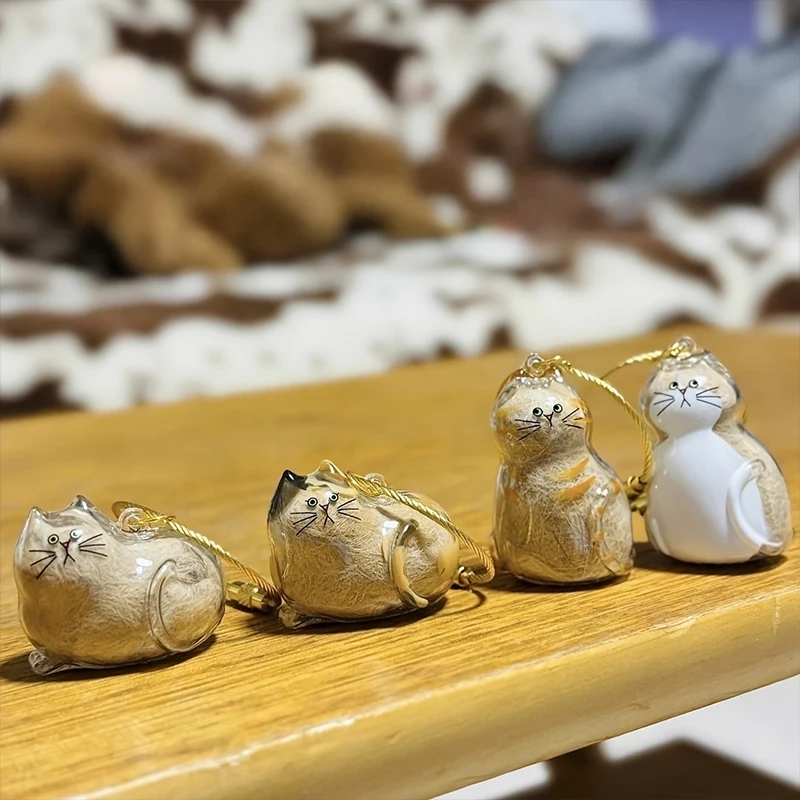 الاكريليك Cear القط شكل الحيوانات الأليفة الفراء صندوق تذكار كيرينغ ل القط الشعر تخزين كبسولة تذكارية سحر لمحبي الحيوانات الأليفة هدية المفاتيح