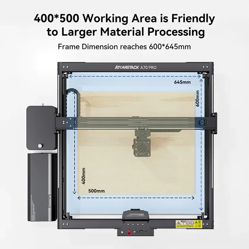 AtomStack A70 Pro Laser Engraving Cutting Machine 70W/35W Dual-mode Switching 500X400mm Area Fast-speed Offline Engrave W/ F60