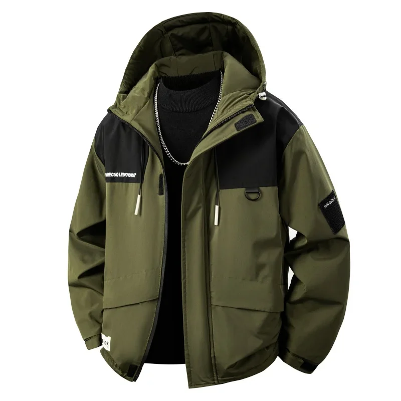 Winter Men Outdoor Running Sports Waterproof Breathable Jacket Made of Wool Velvet Fashionable Trendy Casual Hooded Warm Jacket