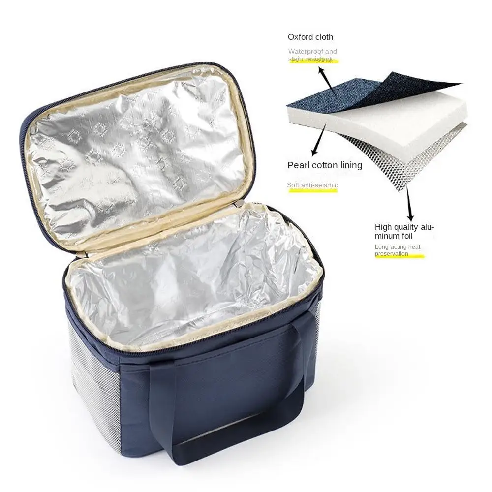Bolsa de almuerzo con aislamiento de tela Oxford portátil, estuche de hielo adiabatic, bolsa de almacenamiento de alimentos, bolsa de almuerzo gruesa de gran capacidad para viaje