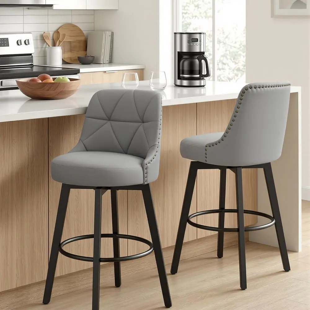 

Комплект из 2 стульев с высокой спинкой, барные стулья для кухонной стойки высотой 35-42 дюйма, барные стулья с деревянными ножками и подставкой для ног