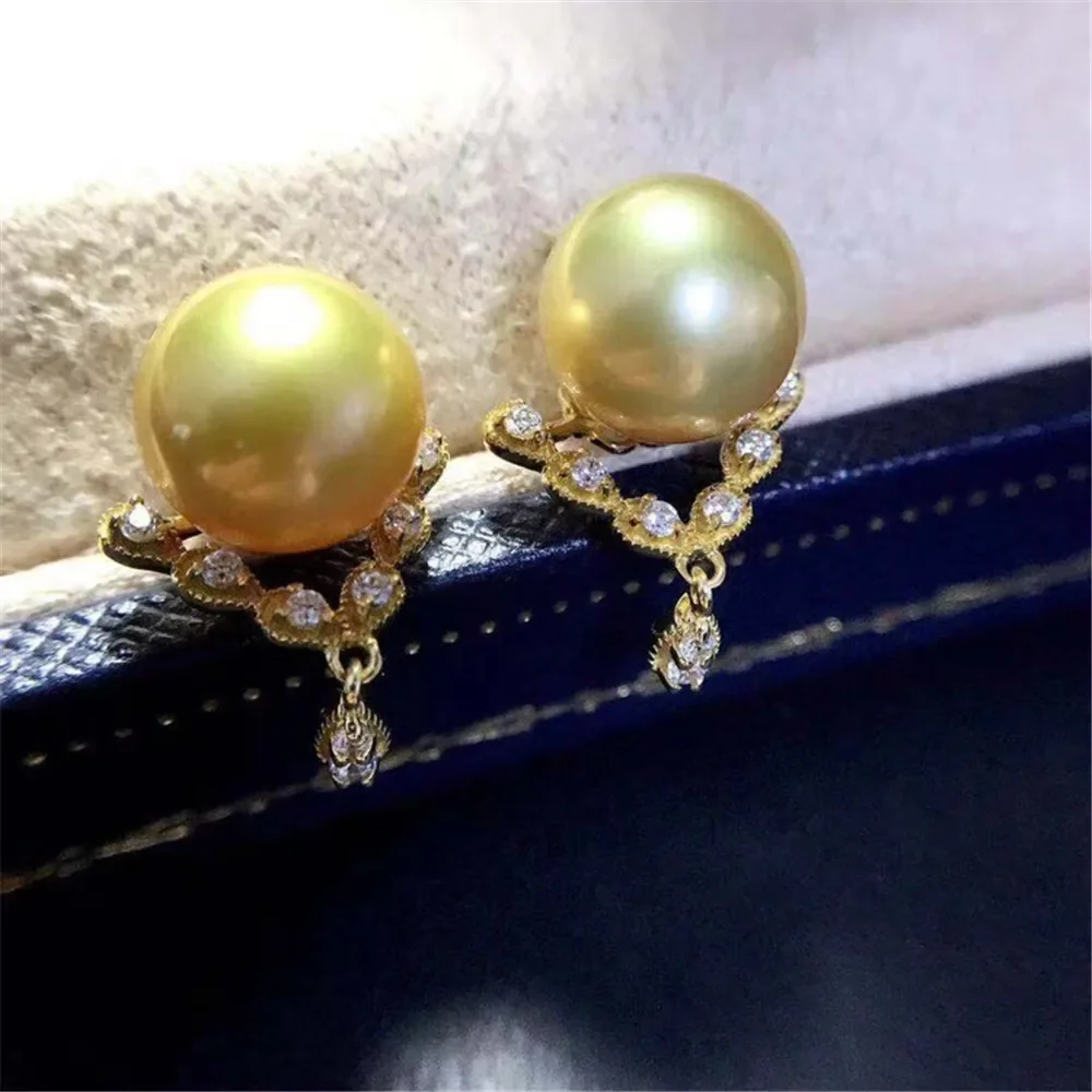 

DIY Pearl Accessories G18K Gold Pearl Earrings Empty Female Fashion Earrings Empty Fit 8-10mm Beads G302