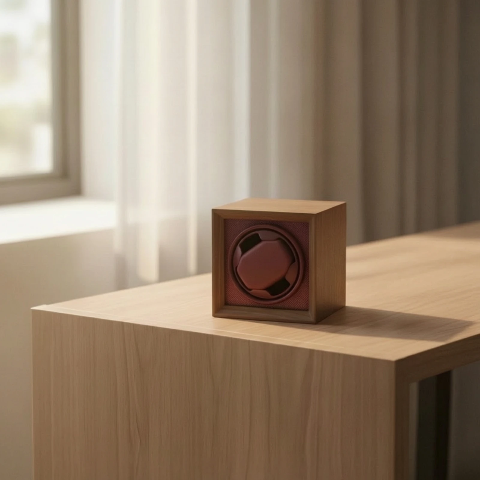 Rotating Case Automatic Watch Winder Wood Grain Finish with Memory Foam Pillow for Daily Winding Routine
