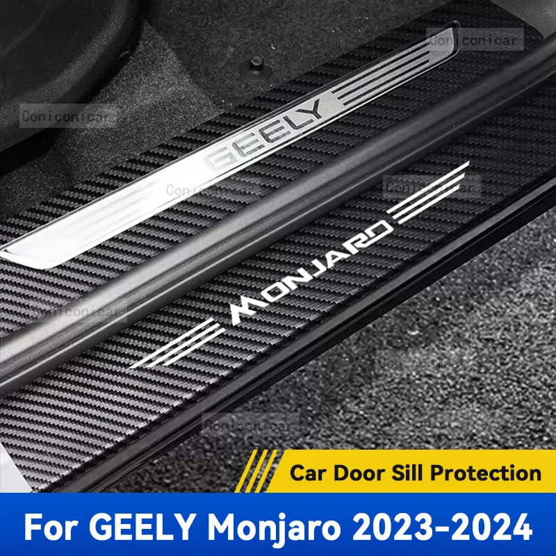 Car Door Sill Scratch Protection Trim Sticker For GEELY Monjaro 2023 2024 Car Door Threshold Stickers Decoration Accessories