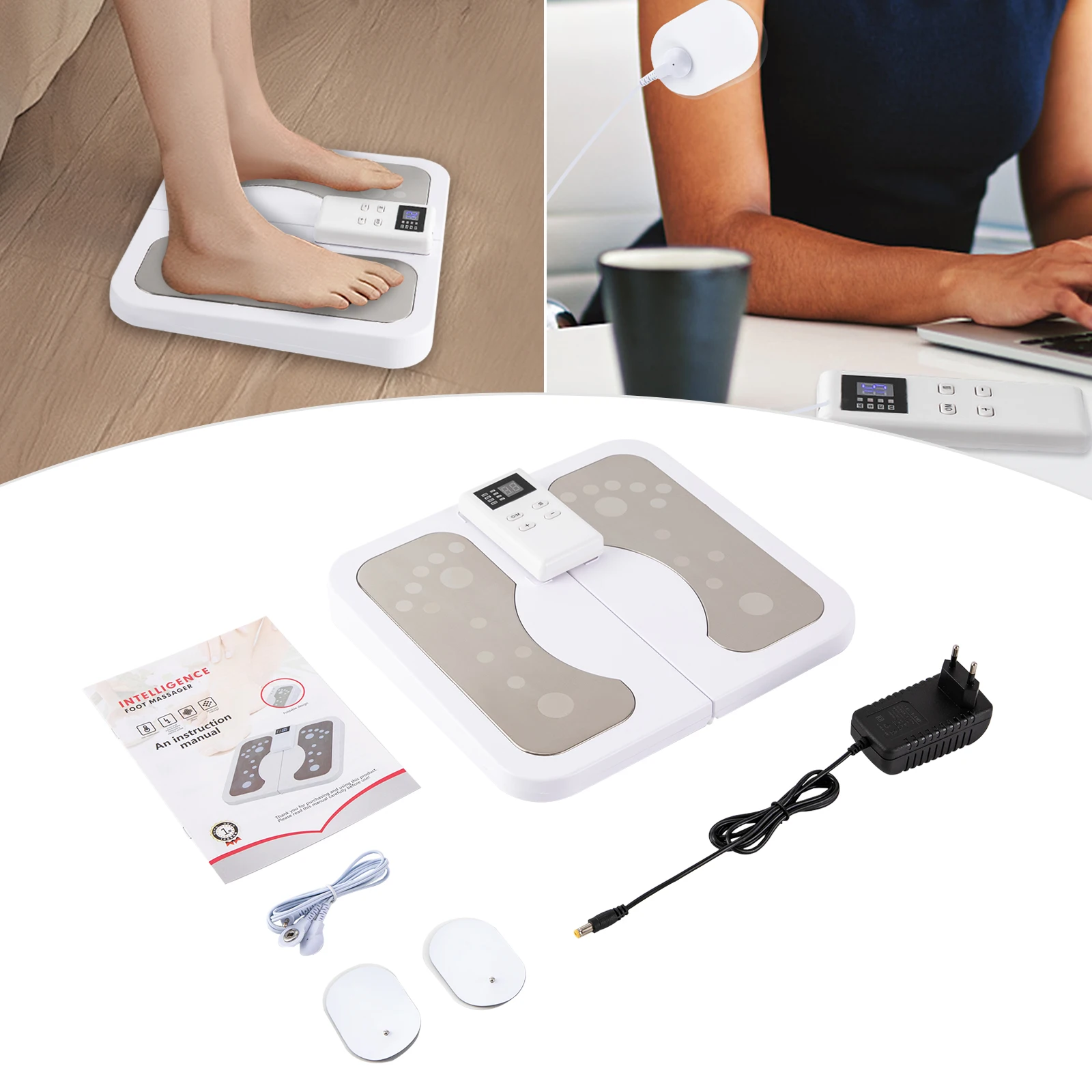 EMS&TENS Foot Massager, Circulation Foot Stimulator Improves Feet Legs Circulation Machine, 2-in-1 Usages Electrode Massager