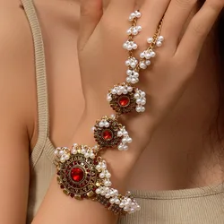 Ethnic Vintage Crystal Decoarion Bracelet For Women Bijoux Ethnic Handmade Metal Beads Tassel Hand Bracelets Jewellery