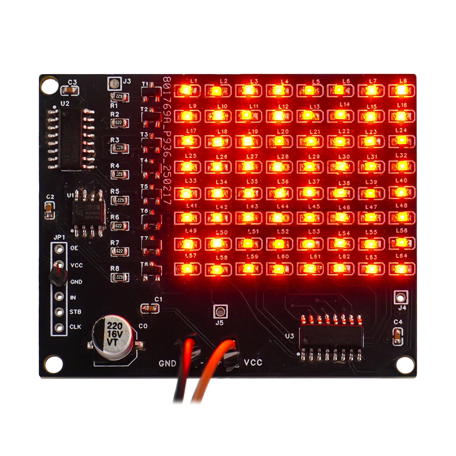 16*16 Wyświetlacz LED Zestaw do lutowania SMD 300 komponentów SMD Płyta do ćwiczeń lutowniczych Luźne części — zdjęcie produktu 4