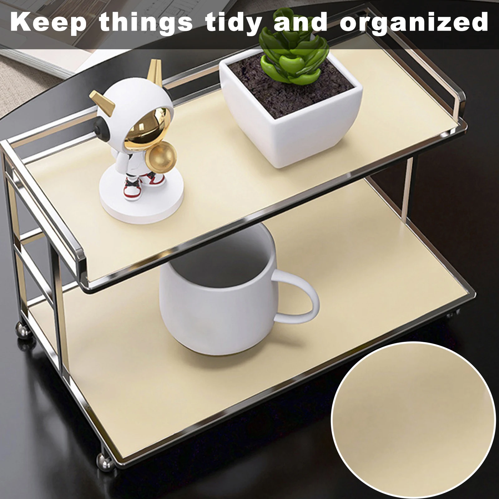 

1 Pcs Counter Storage Rack for Home Dresser Kitchen Spice Office (Beige)