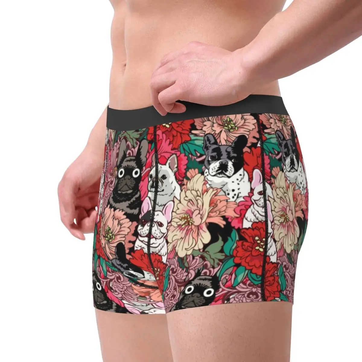 Fiori personalizzati Bulldog francese intimo maschile stampa Cute Animal Boxer Shorts mutandine slip mutande traspiranti