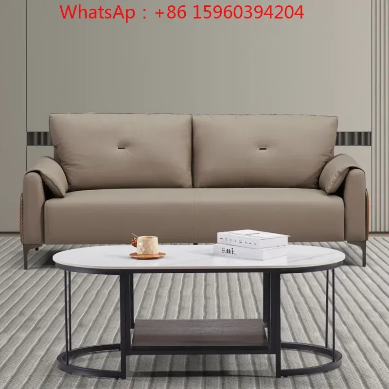 Office Cat claw leather sofa Modern simple reception business reception room Negotiation three-person tea table combination set