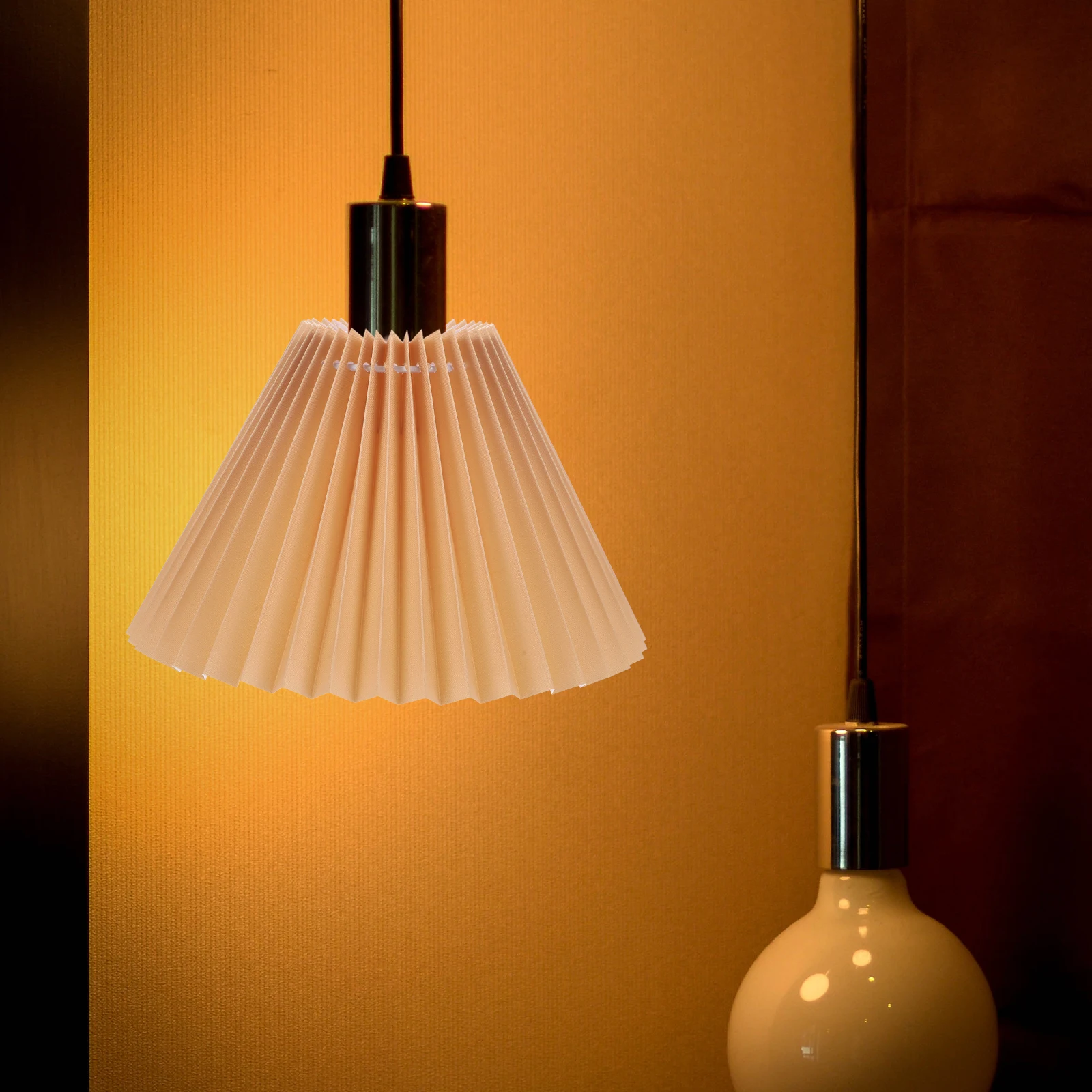 

Pleated Lampshade 24cm Khaki Cylinder Cloth Shade for Table Lamp Bedroom Decorative Modern Light Cover Lampshade