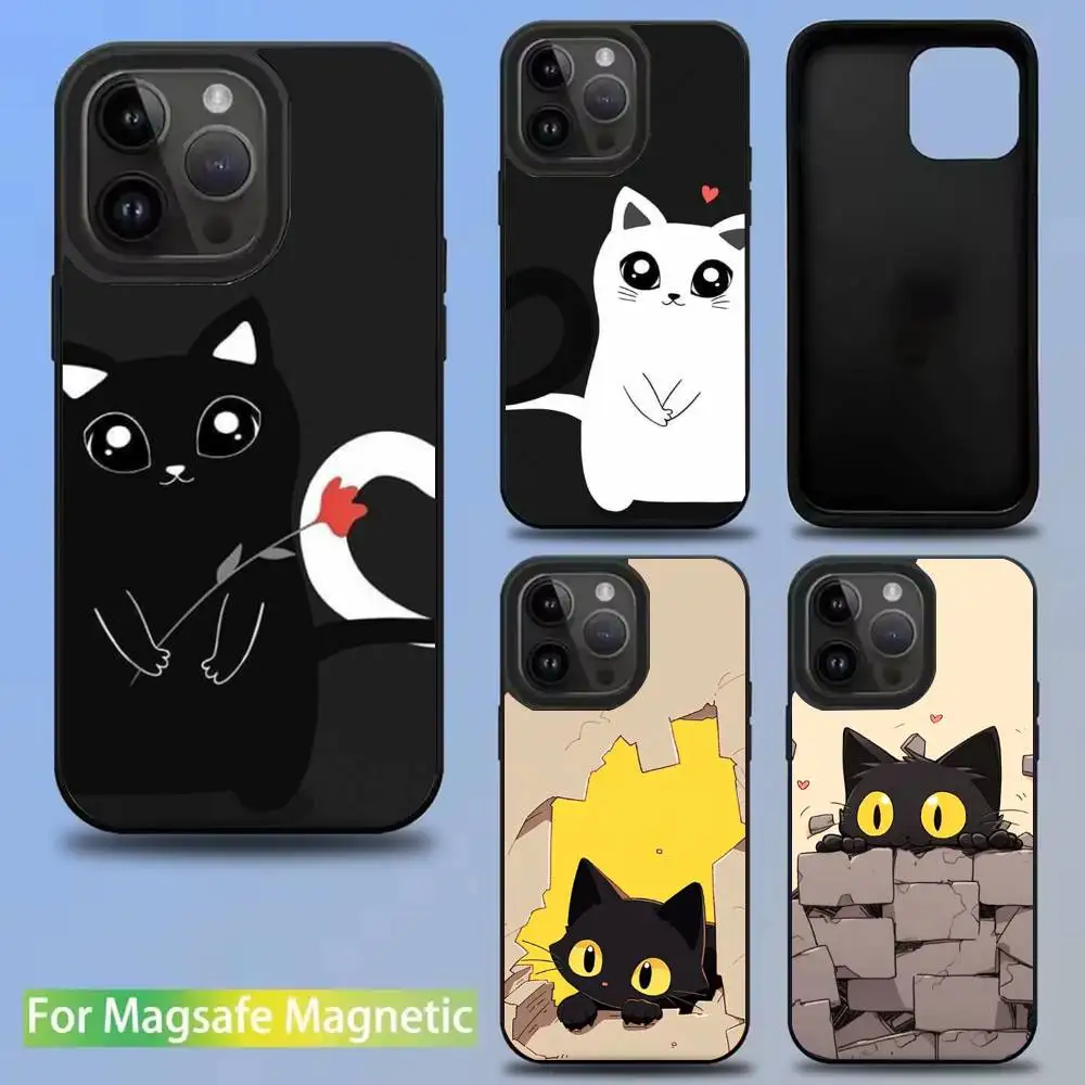 

Funny Animal Cat Paired Couple Phone Case For iPhone 16,15,14,13,12,11,Pro,Max,Plus,Mini,SE Magsafe Magnetic Wireless Charging