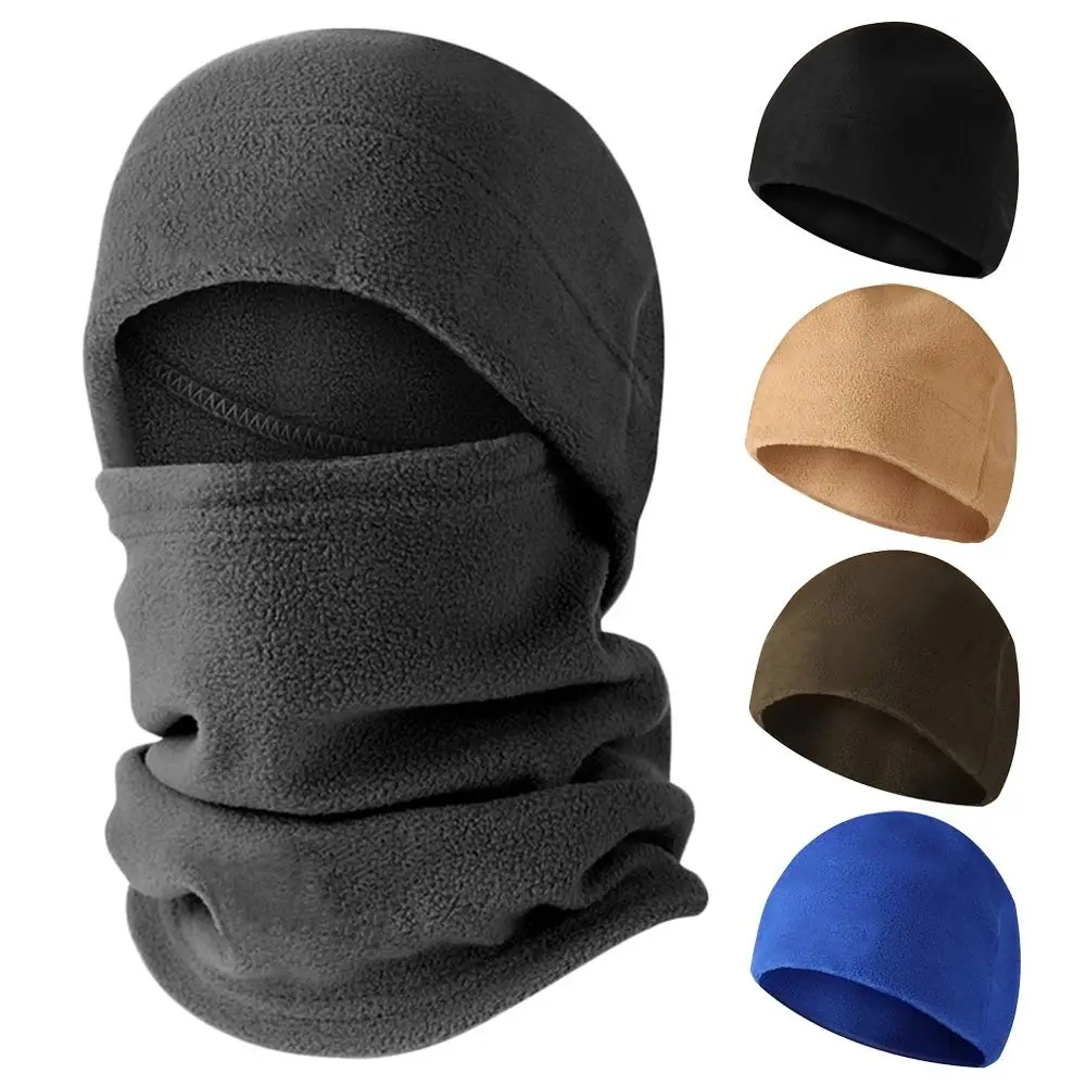 Winter Thermal Balaclava Hat Polar Coral Fleece Warm Neck Scarf Hat Windproof Soft Head Cover Men