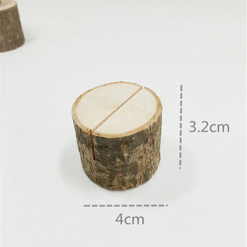 3pcs Wooden Stump Shape Card Holder Message Photo Stand Wedding Party Agenda Holder Office School Desk Organizer Decoration