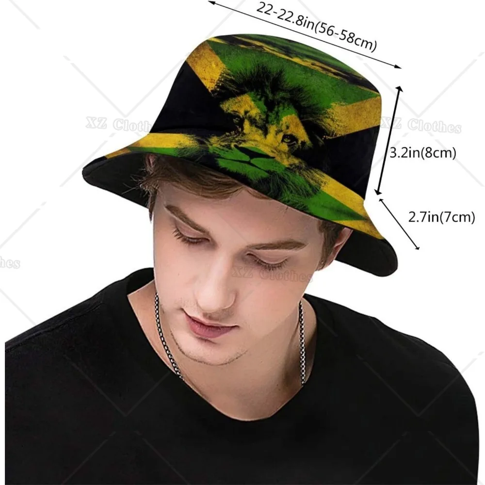 Jamaica Flag Jamaican Bucket Hat for Women Men Teens Beach Outdoor Fashion Packable Sun Cap Fishing Caps for Fisherman