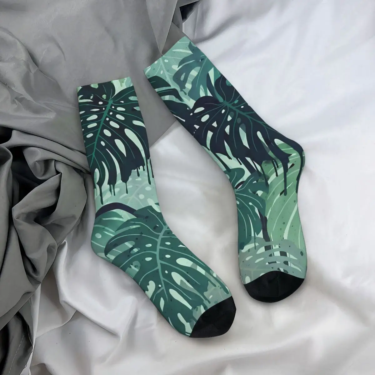 Divertente calzino felice per uomo Monstera Melt Hip Hop Quality Pattern stampato Crew Sock regalo novità