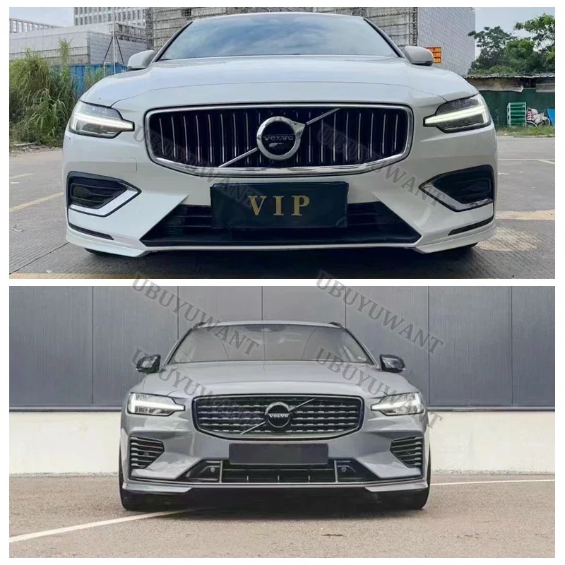 Car Styling ABS Plastic Unpainted Color Front Bumper Lip Trunk Spoiler Protector 2 Pcs For Volvo NEW S60 V60 2021 2022 2023-2024 view 3
