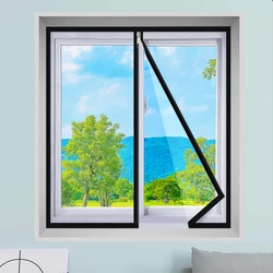 Black Summer Mosquito & Bug-Proof Window Screen Door – Hook & Loop Quick Install, Breathable & Removable, Fits All Window Types