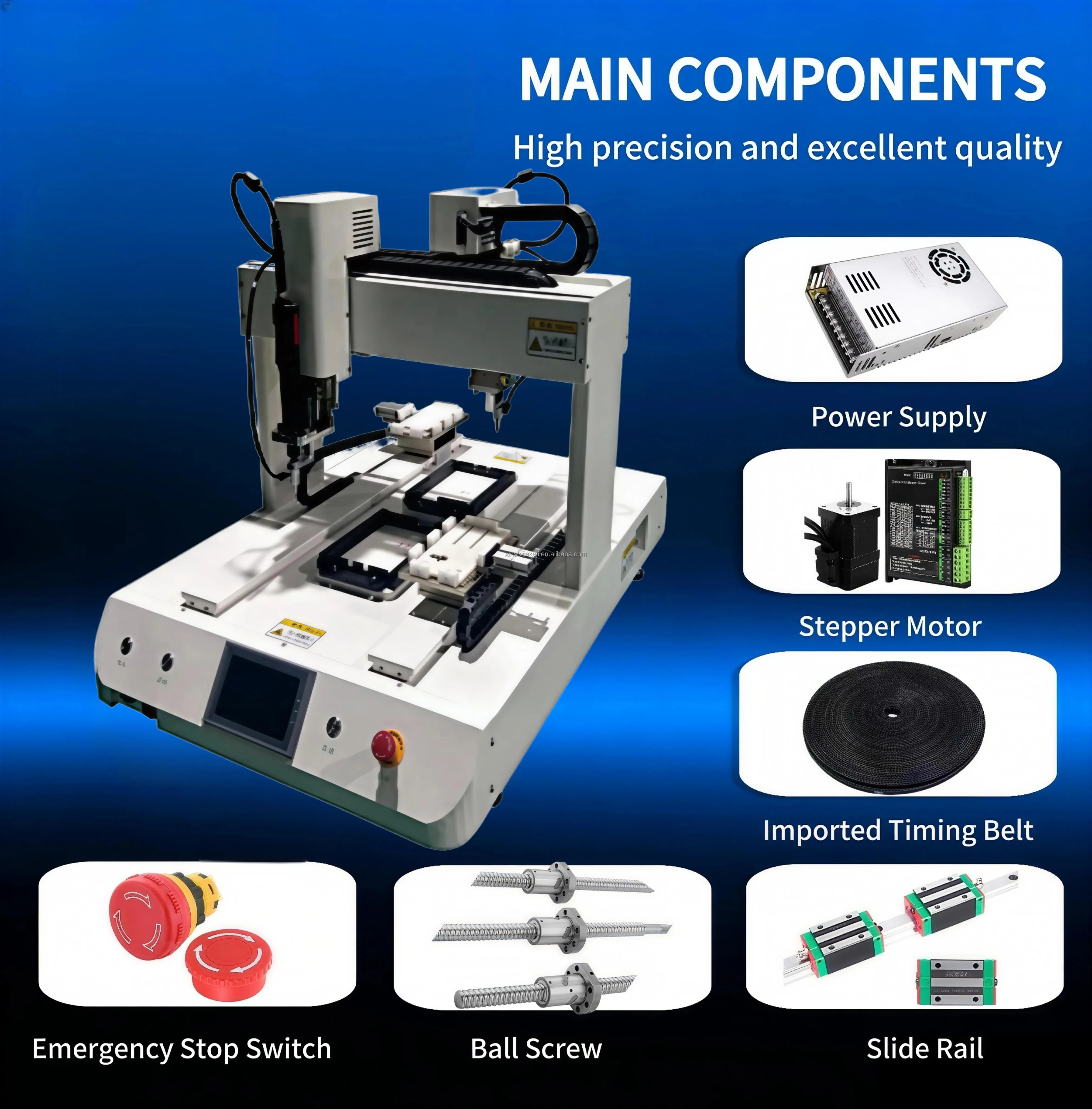 Sheet Metal Six Axis Automatic Screw Fastening Machine With PLC Motor 6 Axis Precision Stepping Driver 250 KW Power