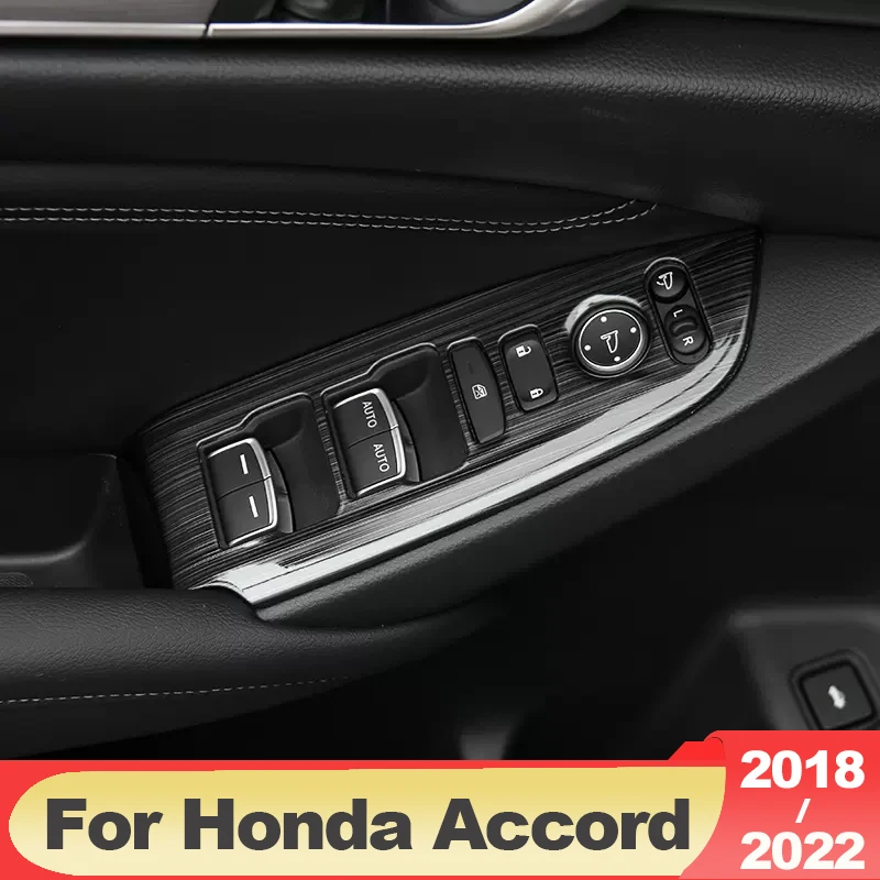 For Honda Accord X 10th 2018-2022 Stainless Car Door Armrest Panel Window Switch Lift Buttons Covers Trim Interior Accessories