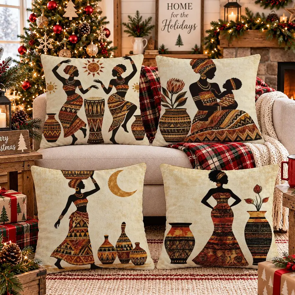 Earthy Heritage Harmony Cushion Cover Soft Short Plush Pillow Cover Smooth Cozy Texture Cushion Case Home Decor