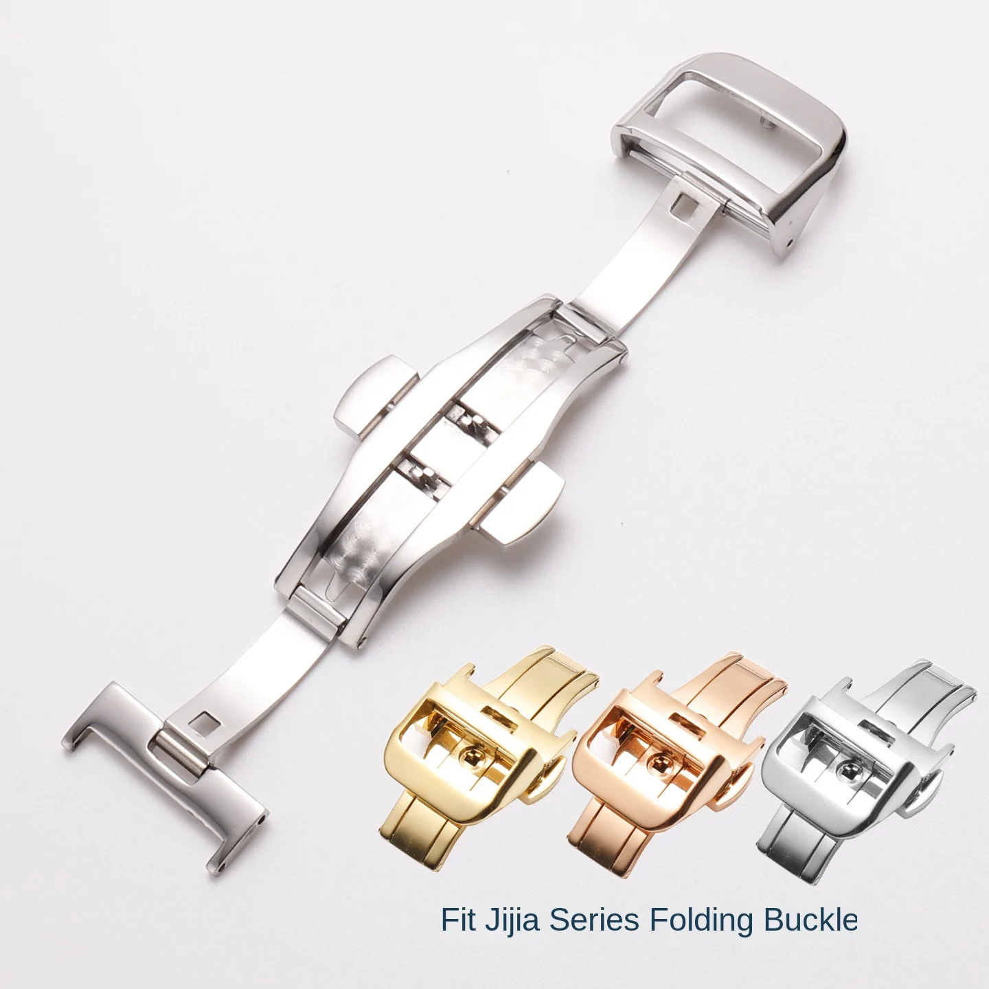 Hebilla de reloj de acero inoxidable de 16mm, 18mm y 20mm para reloj Jaeger LeCoultre, correa de silicona de piel de vaca, hebilla plegable con cierre de mariposa