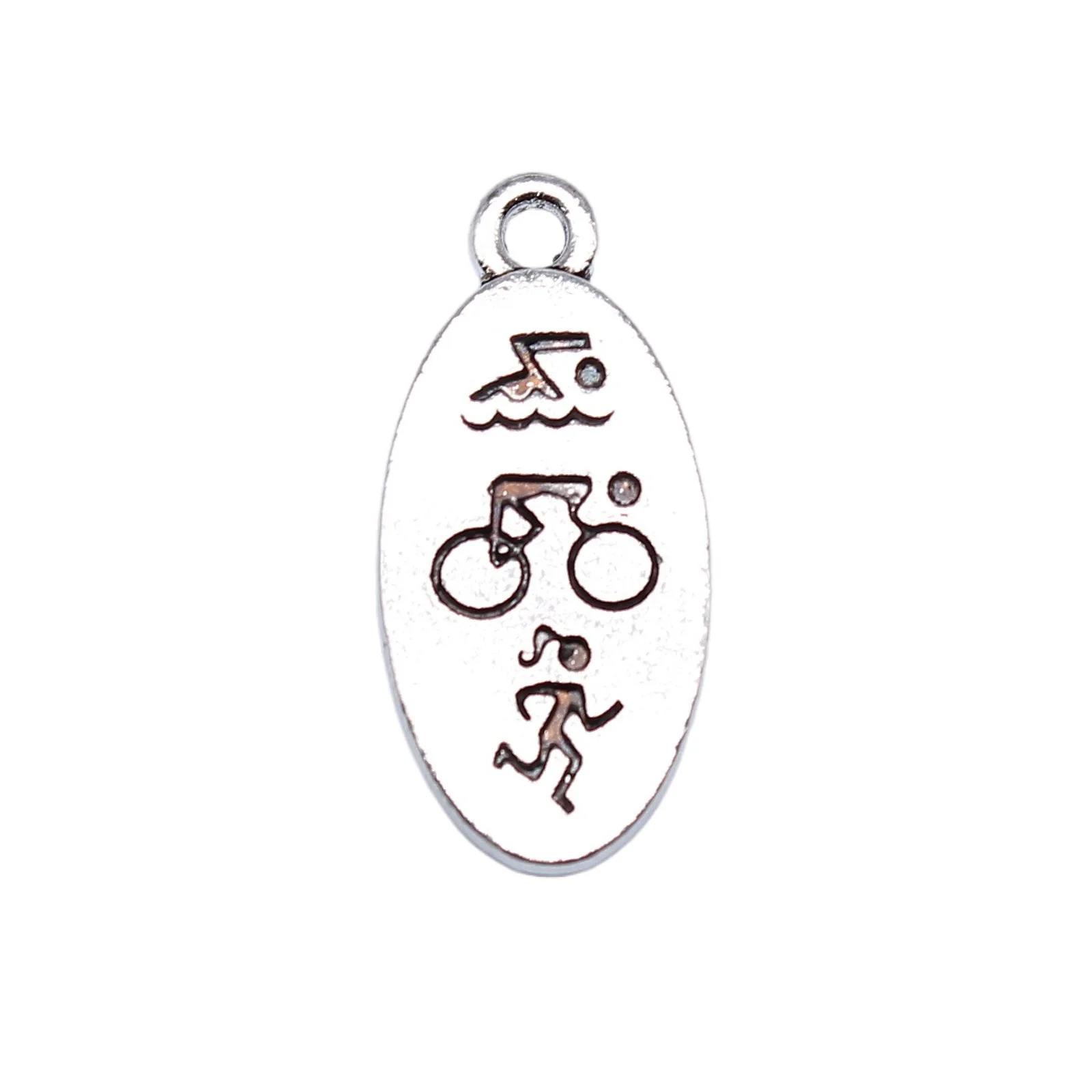 AliExpress 10PCS 22*10MM Triathlon Swim Run Bike Rider Runner Swimmer Sports Key Chain Women Jewelry Man Accessory Pendant Fashion EF4334