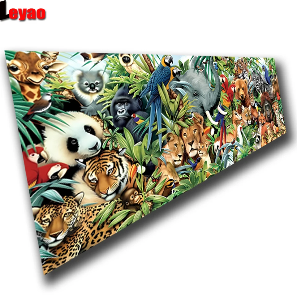 Animal Collection 5d Diy Diamond Painting Jungle Animals Family Handmade Animals Cross Stitch Mosaic Embroidery For Home Decor