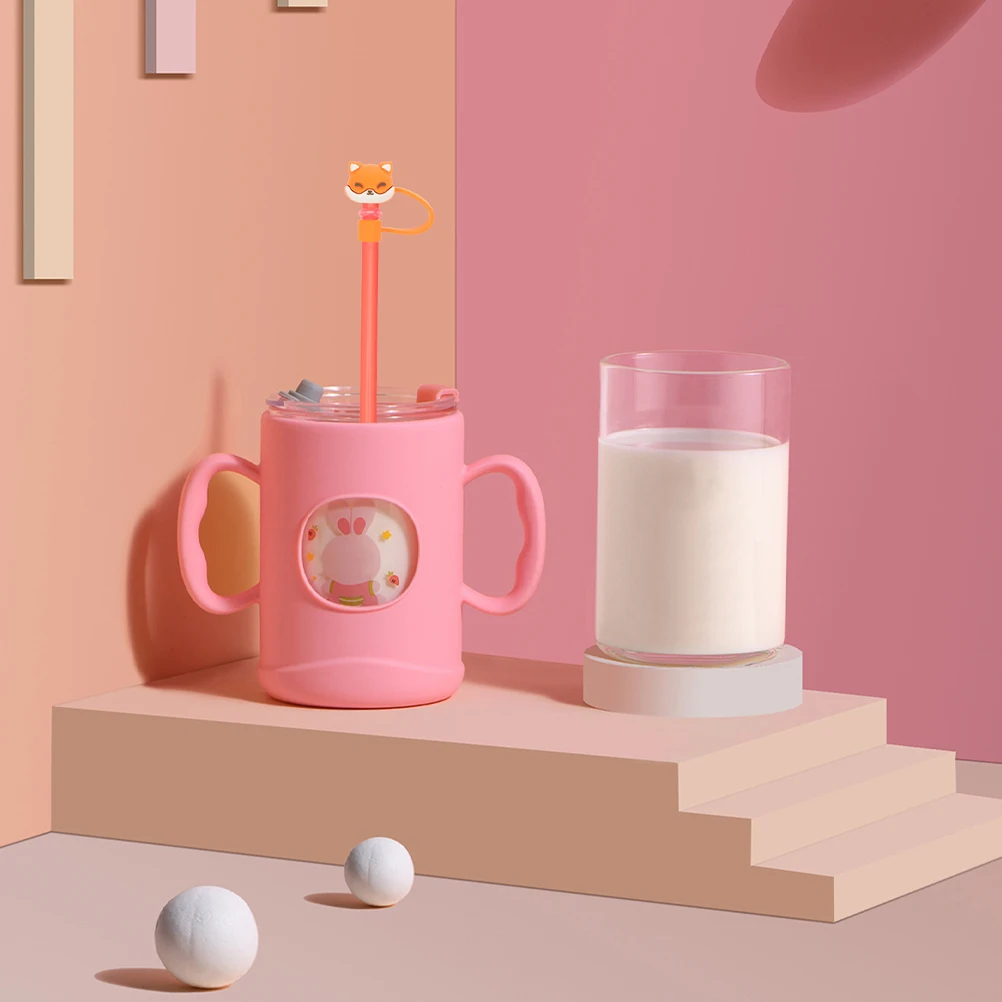 

10Pcs Reusable Fox Silicone Straw Covers Cute Cartoon Straw Tip Caps Protective Covers for Drinking Cups Picnic Party