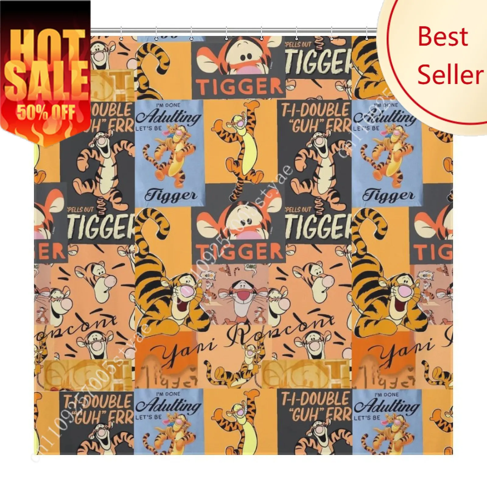 

Tigger Shower Curtain 2026 Disney Cartoon Movie Kids Cute Animal Bathroom Home Party Decor Waterproof Custom Bath Curtain