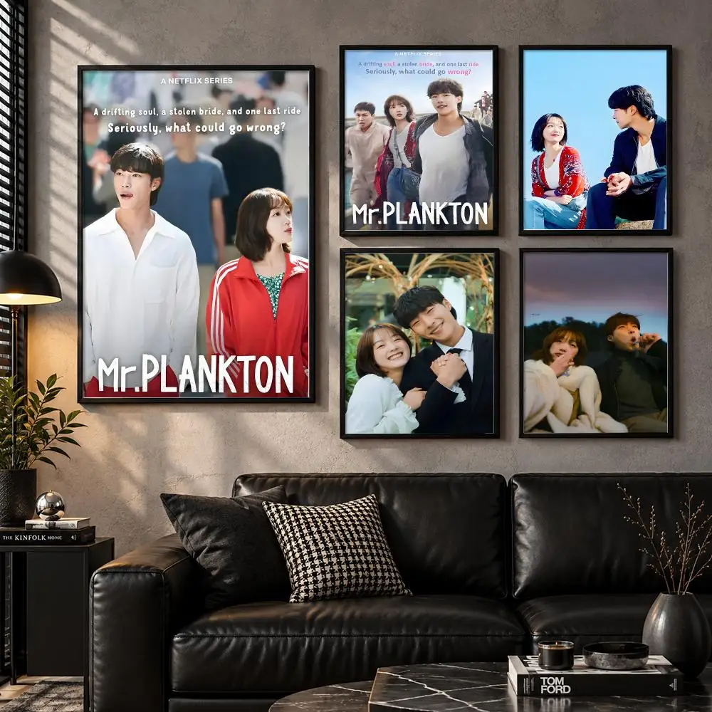 Mr. Plankton Korean Drama Romantic Comedy Series Story Poster Modern Self Adhesive Wall Art Prints for Bedroom Living Room
