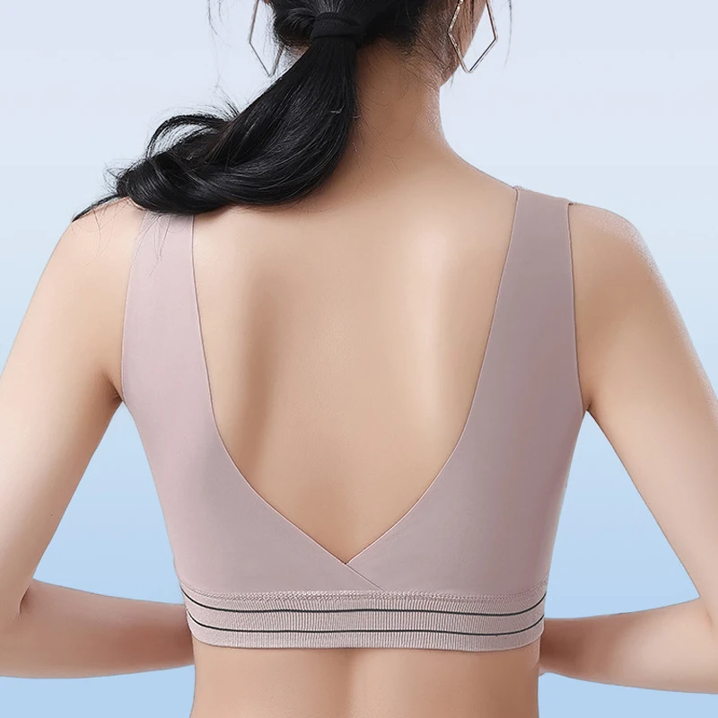 Ice Silk Shockproof Sports Bra Removable Chest Pad Vest Style Beauty Back Bra Can Be Worn Externally Sports Fitness Underwear