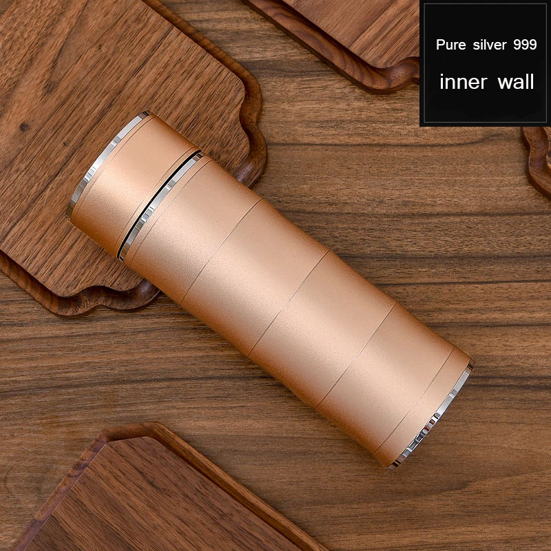 

Чайник-термос с внутренней стеной, стерлинговое серебро S999 350 мл, термос, кружка из нержавеющей стали, термос, дорожная кофейная кружка