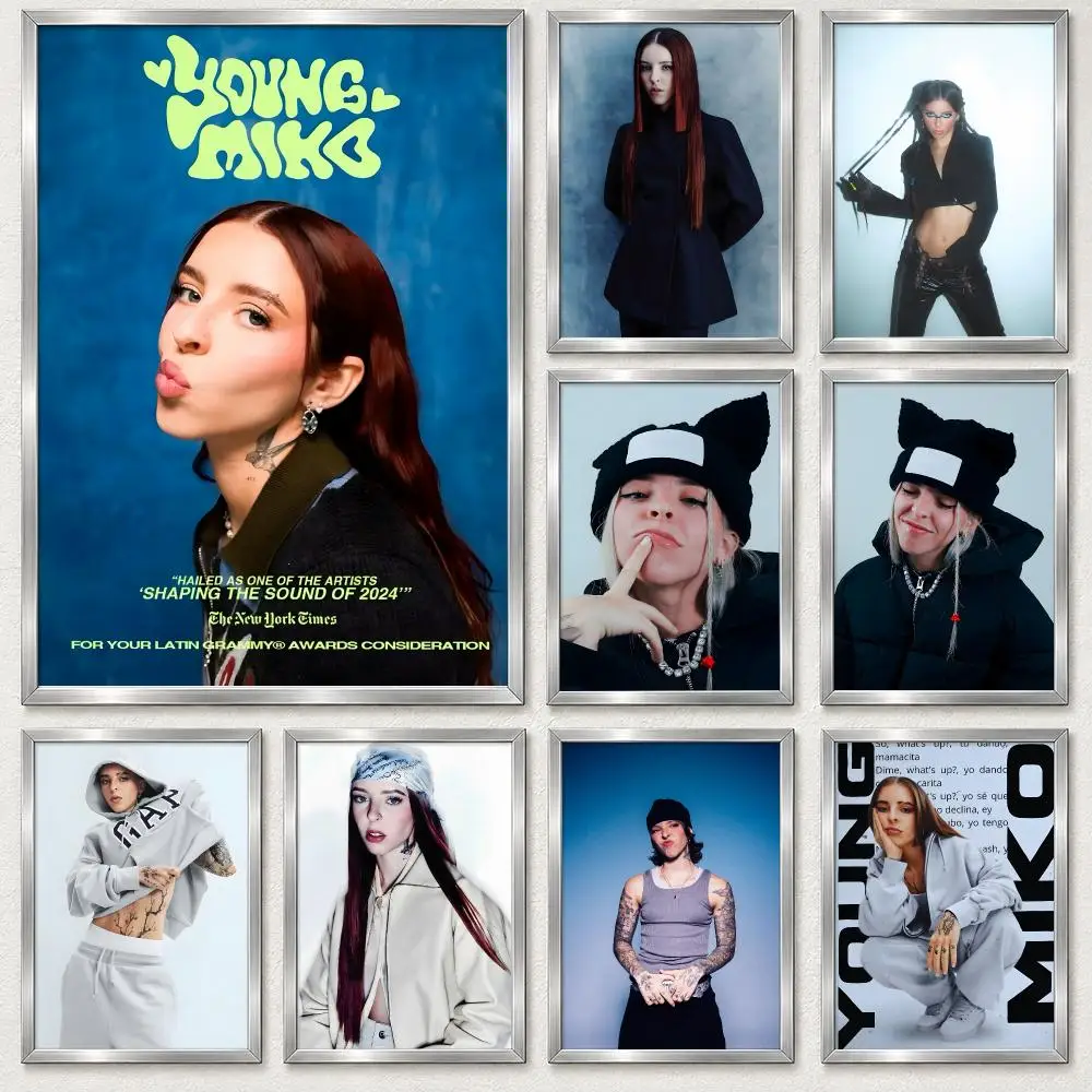 Popular Latin Urban Rapper Young Miko Poster Self‑Adhesive Waterproof PP Poster Coffee Bar Wall Art Home Decor